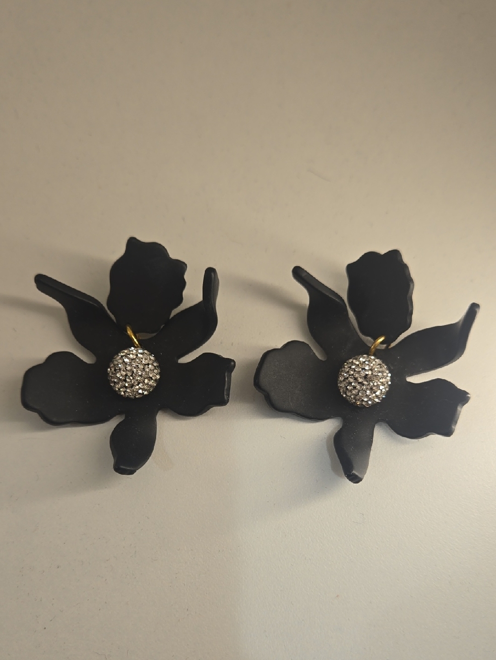Lele Sadoughi Black Floral Crystal Center Earrings